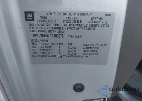 2010 Chevrolet Traverse Ls z USA, uszkodzony, nr VIN 1GNLVEED2AS109970